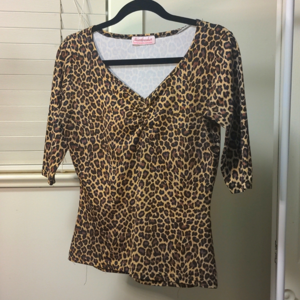 Leopard Print Quarter Sleeve Pinup